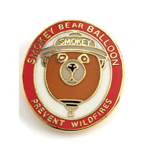 VTG Smokey Bear Hot Air Balloon Prevent Wildfires Champagne Enamel Pin Souvenir
